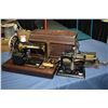Image 1 : Vintage Singer electric sewing machine in portable wooden case, serial no. M181611, note missing pow