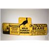 Image 1 : Three metal signs including two bear warning signs and a wild turkey crossing