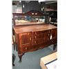 Image 1 : Four drawer, two door antique mahogany sideboard with brass drop pulls, fitted cutlery drawer, mirro