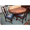 Image 1 : Antique mahogany 54" split pedestal round dining table, six non-skirted leafs with four heavy cabrio