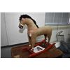 Image 1 : Antique linen horse with painted red wooden rockers, 31" in height