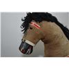 Image 2 : Antique linen horse with painted red wooden rockers, 31" in height