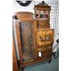 Image 1 : Antique Canadian Side X Side display cabinet / secretaire with attached carved decoration