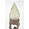 Image 2 : Cast spelter maiden motif lamp with frosted glass flame shade, 20" in height