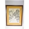 Image 1 : Framed ink and watercolour drawing titled "Rue St. Louis a Quebec" and signed by artist Verdiere, 19