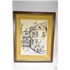 Image 1 : Framed ink and watercolour drawing titled "Rue Sous LE CHAP a Quebec" and signed by artist Verdiere,