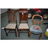 Image 1 : Two antique barley twist dining chairs with tapestry upholstered seats and antique balloon back chai