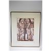 Image 1 : Framed original watercolour painting labeled on verso " House Post, Anthony Island" by artist June M