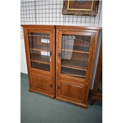 Pair of modern Mission style cabinets with single raised panel door and single raised panel door, ea