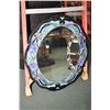 Image 2 : Two leaded slag glass oval mirrors, each 32" overall heights