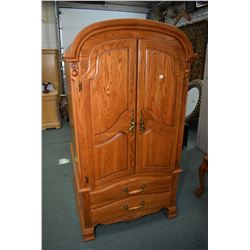 Semi contemporary dome top, two door and two drawer chiffarobe