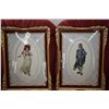 Image 1 : Pair of gilt and convex glass framed handmade petite point PInky and Blue Boy, each overall dimensio