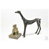 Image 1 : Bronze figure of a dog 9 1/2" in height and a heavy cast gilt figure of Governor stamp, purportedly 