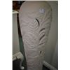 Image 2 : Semi contemporary floral motif floor lamp with illuminated base and fringed shade