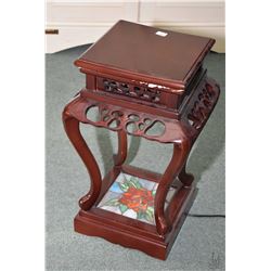 Modern wooden plant stand with illuminating leaded base base, note damage to finish on underside of 