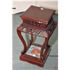 Image 1 : Modern wooden plant stand with illuminating leaded base base, note damage to finish on underside of 