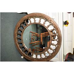 Gilt framed Roman style round wall mirror, 38" in diameter