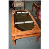 Image 2 : Semi contemporary oak coffee and two end table set with smoked glass insert tops and ball and claw f