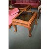 Image 3 : Semi contemporary oak coffee and two end table set with smoked glass insert tops and ball and claw f
