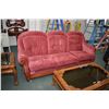Image 2 : Dusty rose upholstered living suite including full sized sofa and two seat loveseat, both with carve