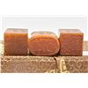 Image 2 : Boxed set of three chained yellow soap stone seal, purportedly 20th century, note fragile item