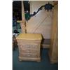 Image 1 : Large twelve drawer mirrored dresser, a Queen size poster headboard and a night table with three dra