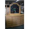 Image 2 : Large twelve drawer mirrored dresser, a Queen size poster headboard and a night table with three dra