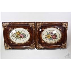 Two convex framed petite point florals