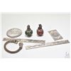 Image 1 : Selection of white metal objects including silver overlay dragon pearls bangle, dragon blessing plaq