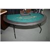 Image 1 : Games table with arm bumper, chip holder and lithographed felt playing surface on folding leg, virtu