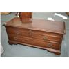 Image 1 : Wooden blanket chest with single flip up shelf and cedar lining made by Lane with original label and