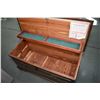 Image 2 : Wooden blanket chest with single flip up shelf and cedar lining made by Lane with original label and