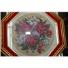 Image 2 : Gilt framed rose motif needlepoint 19 1/4" in diameter, a framed Lena Liu wall plaque plus a Quartz 