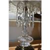 Image 2 : Crystal table lamp with hanging lustres and fringed shade