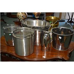 Selection of chrome baskets and buckets