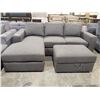 Image 2 : GREY SECTIONAL SOFA WITH STORAGE OTTOMAN