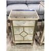 Image 2 : 2 PIECE MATCHING MIRRORED SIDE CABINET & NIGHT STAND BOTH WITH MINOR DAMAGE