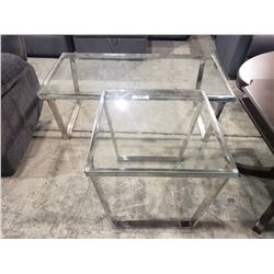 2 PIECE GLASS TOP COFFEE TABLE SET