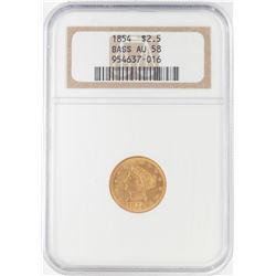 1854 $2.5 Liberty Head Quarter Eagle Gold Coin NGC AU58 Bass Collection