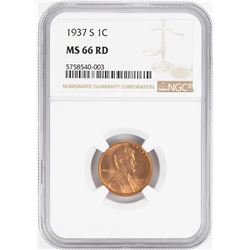 1937-S Lincoln Wheat Cent Coin NGC MS66RD