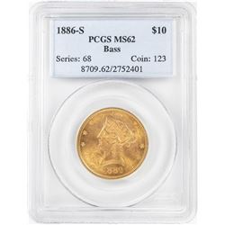 1886-S $10 Liberty Head Eagle Gold Coin PCGS MS62 Bass Collection