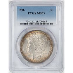 1896 $1 Morgan Silver Dollar Coin PCGS MS63 Nice Toning