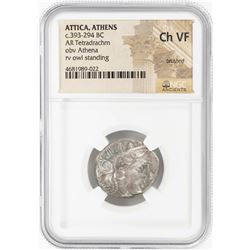 393-294 BC Attica Athens AR Tetradrachm Athena Owl Coin NGC CH VF