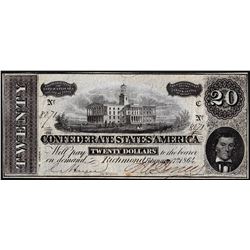 1864 $20 Confederate States of America Note