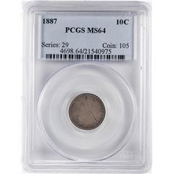 1887 Seated Liberty Dime Coin PCGS MS64