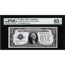 1928A $1 Funnyback Silver Certificate Note Fr.1601 PMG Gem Uncirculated 65EPQ