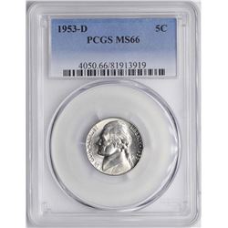 1953-D Jefferson Nickel Coin PCGS MS66