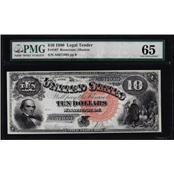 1880 $10 Jackass Legal Tender Note Fr.107 PMG Gem Uncirculated 65