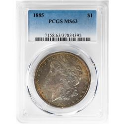 1885 $1 Morgan Silver Dollar Coin PCGS MS63 Amazing Toning