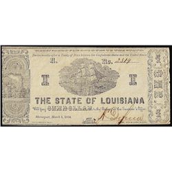 1864 $1 State of Louisiana Obsolete Note